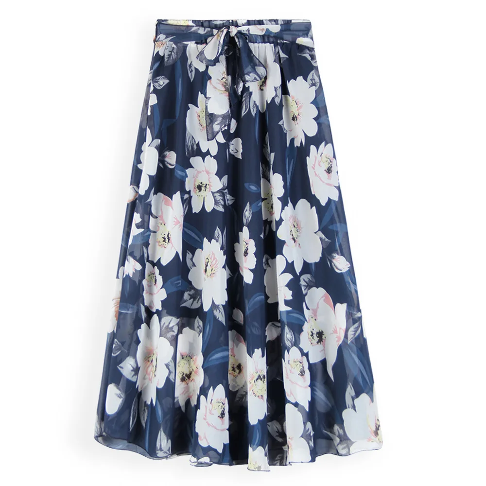 Plus size women's clothing 4XL5XL 2022 autumn new large swing skirt floral large swing chiffon skirt drape women's A-line skirt tennis skirt outfits