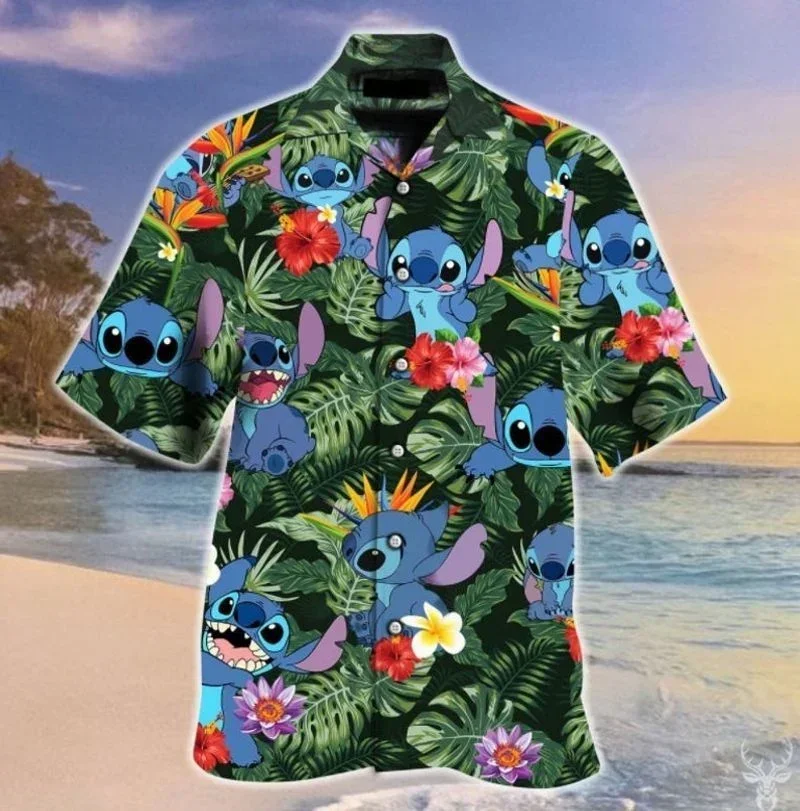 Hawaiian Shirt Stitch Disney Vintage Button Down Men Women