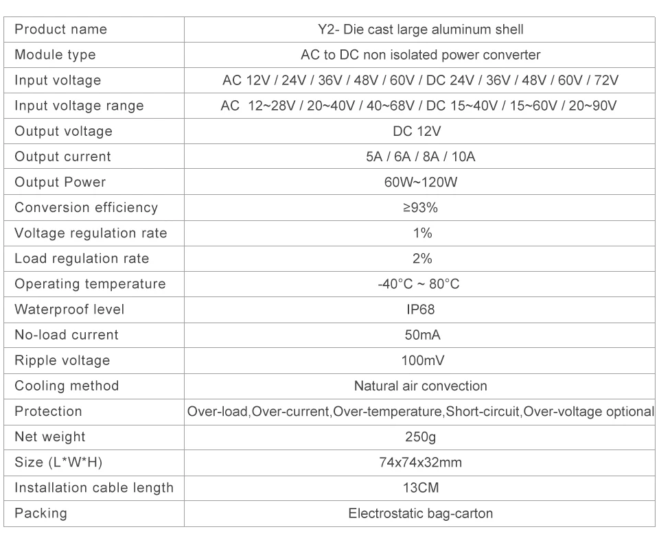 AC12V zu DC12V AC/DC-Stromwandler AC24V36V48V60V zu DC12V Step-Down-Modul – Detail 2
