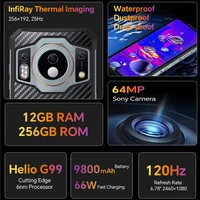 Oukitel WP21 Ultra Rugged Smartphone 9800mAh 6.78" FHD+ Cellphone 12GB 256GB Mobile Phone 64MP Camera 66W Fast Charger 2