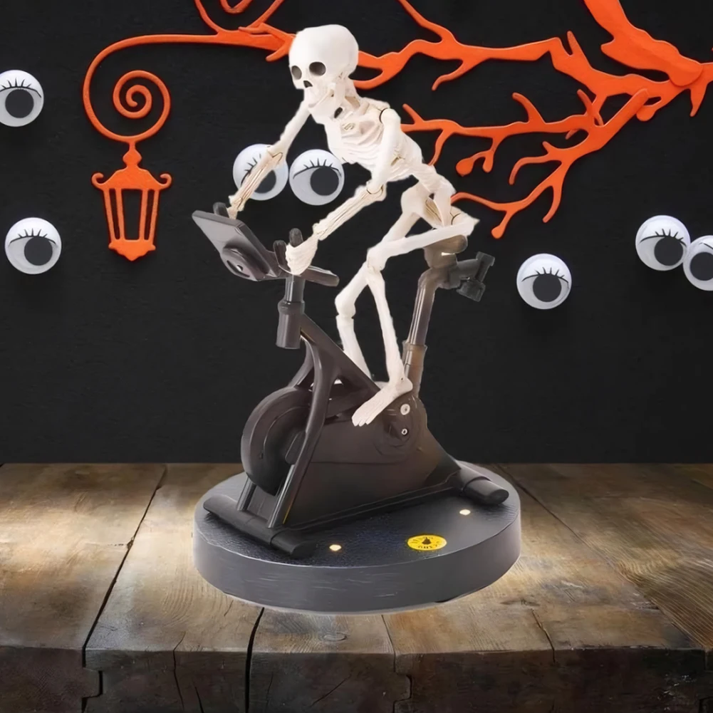 Resin Skeleton Riding Bike Halloween Decoration