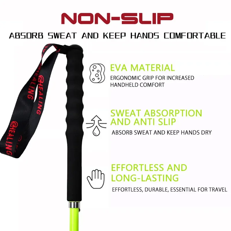 100% Carbon Fiber Trekking Poles Ultra Strong Light Weight Foldable Shock-Absorbent Hiking Sticks EVA Grips Walking Sticks 2