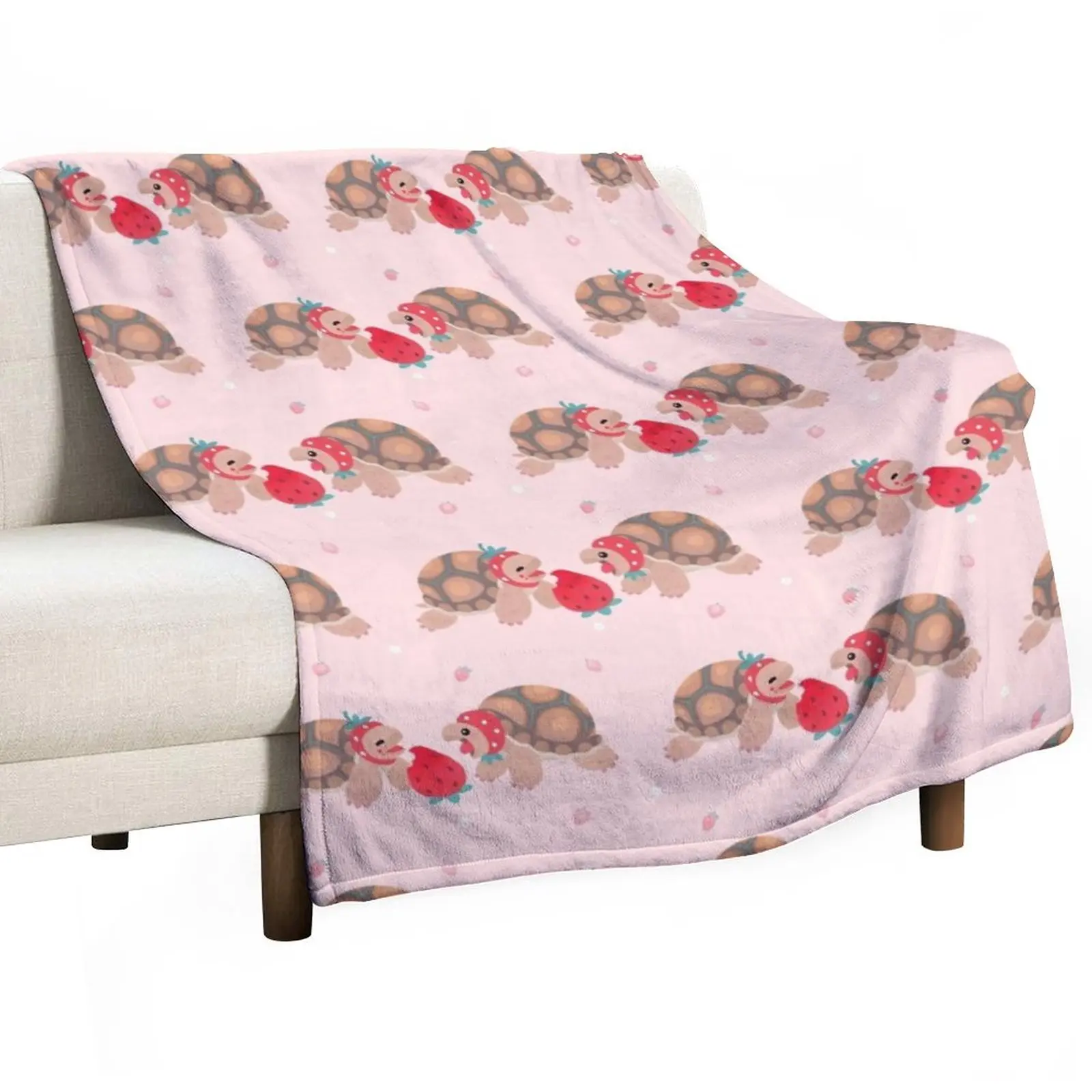 

Tortoises love strawberries Throw Blanket Luxury Throw Blanket Soft Plush Plaid Blankets For Sofas