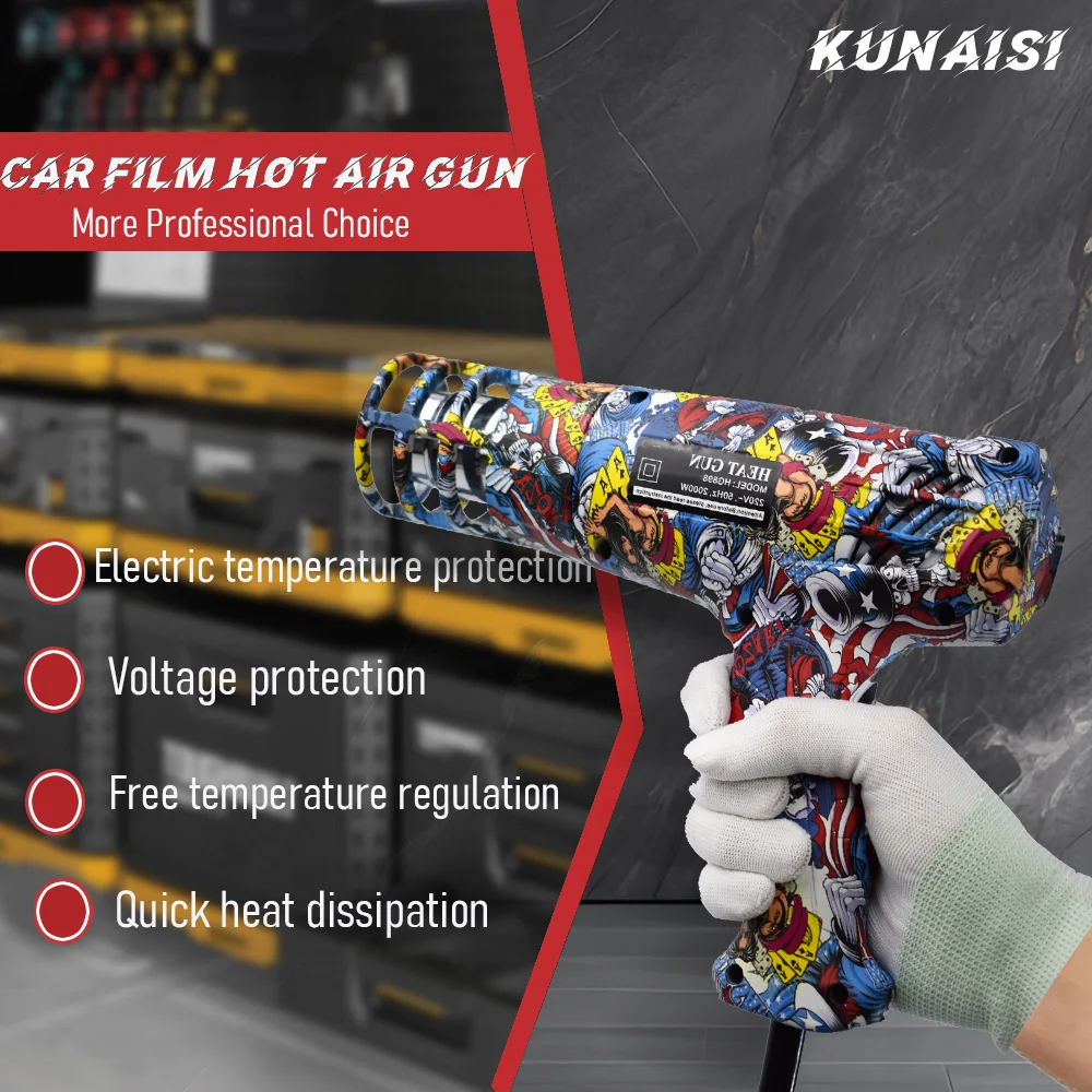 Graffiti Hot Air Gun Temperatures Adjustable Car Film Heat Gun Thermal Blower Shrink Wrapping With Anti scald Cover 220V 2000w