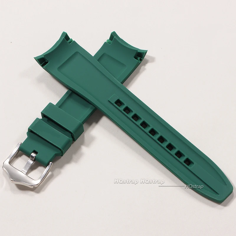 Curved End Silicone Diving Watch Band - Premium Rubber Strap for Water Sports (20mm/22mm)