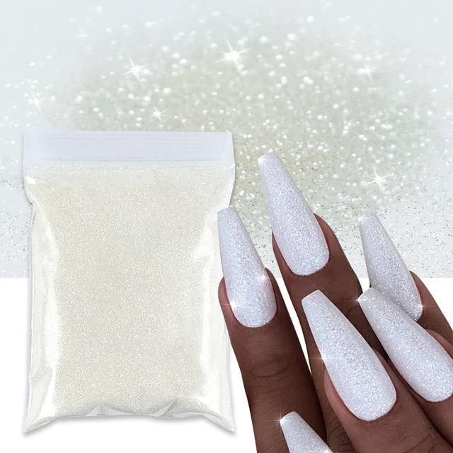 50g Sugar Glitter White nails Powder Iridescent Fluro Bulk Fine Pigment  Dust Manicure Gel Nail Art Decorations 2023 Accessories - AliExpress