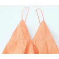 DUOPERI Women Summer Orange Striped Backless Zipper Mini Dress Thin Straps V-Neck Female Chic Lady Dresses Vestidos Para Mujer - Image 3