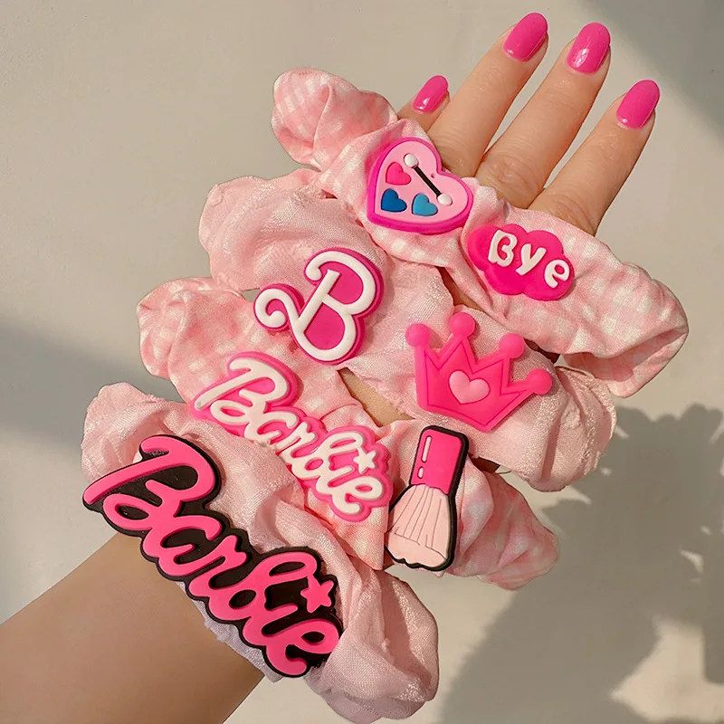 Kawaii Anime Cartoon Sweetheart Plaid Barbie Hair Band Cute Letter Hair Rope Alta Elasticità Allargato Head Rope Ponytail