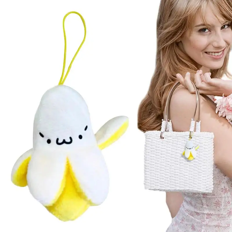 

Cartoon Plush Banana Keychain On Backpack Hairy Kawaii Banana Pendant Cute And Fashionable Pendant Keyring for women men kids