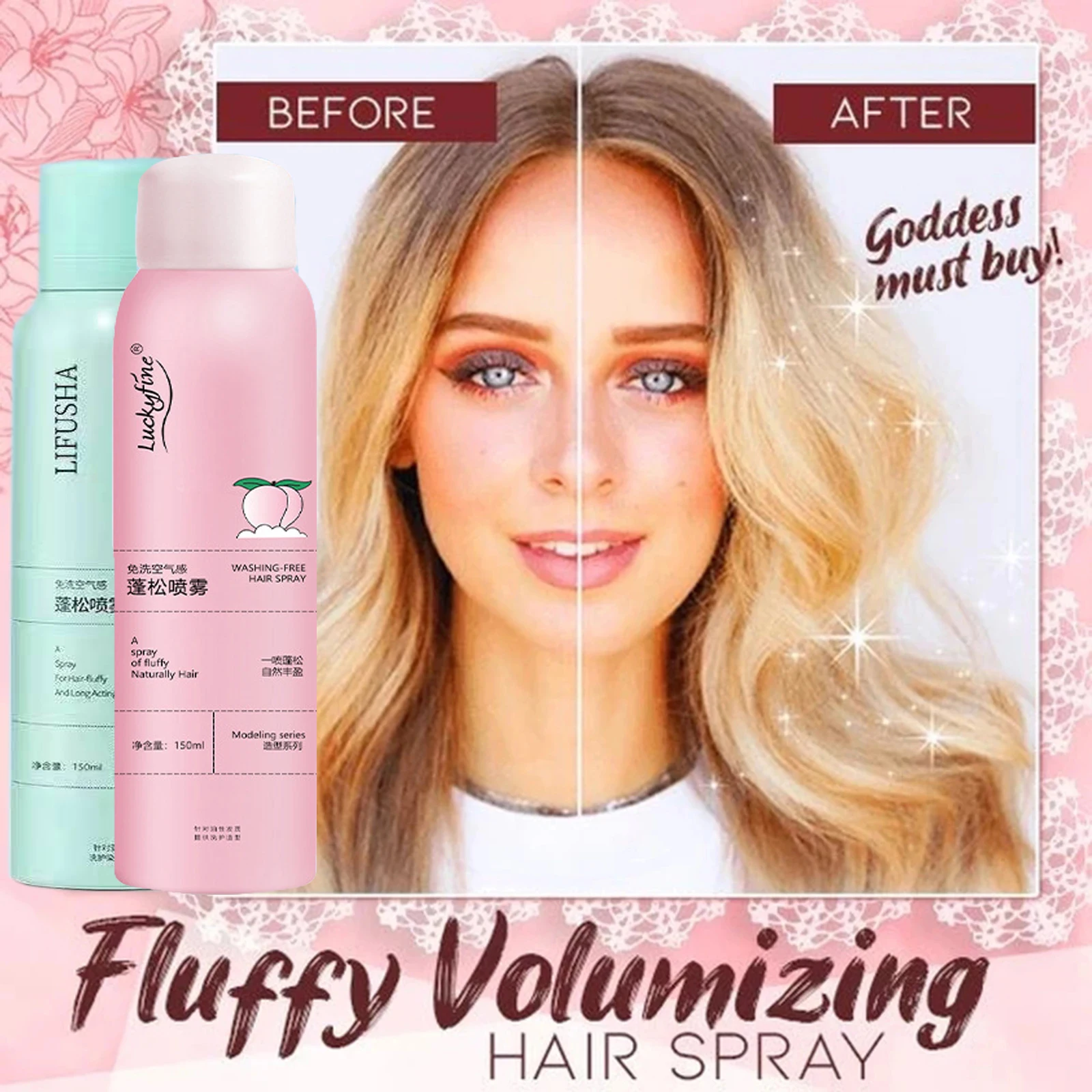 150ml Leave in Dry Hair Fluffy Spray Lazy Remove Oil Head Oil Control