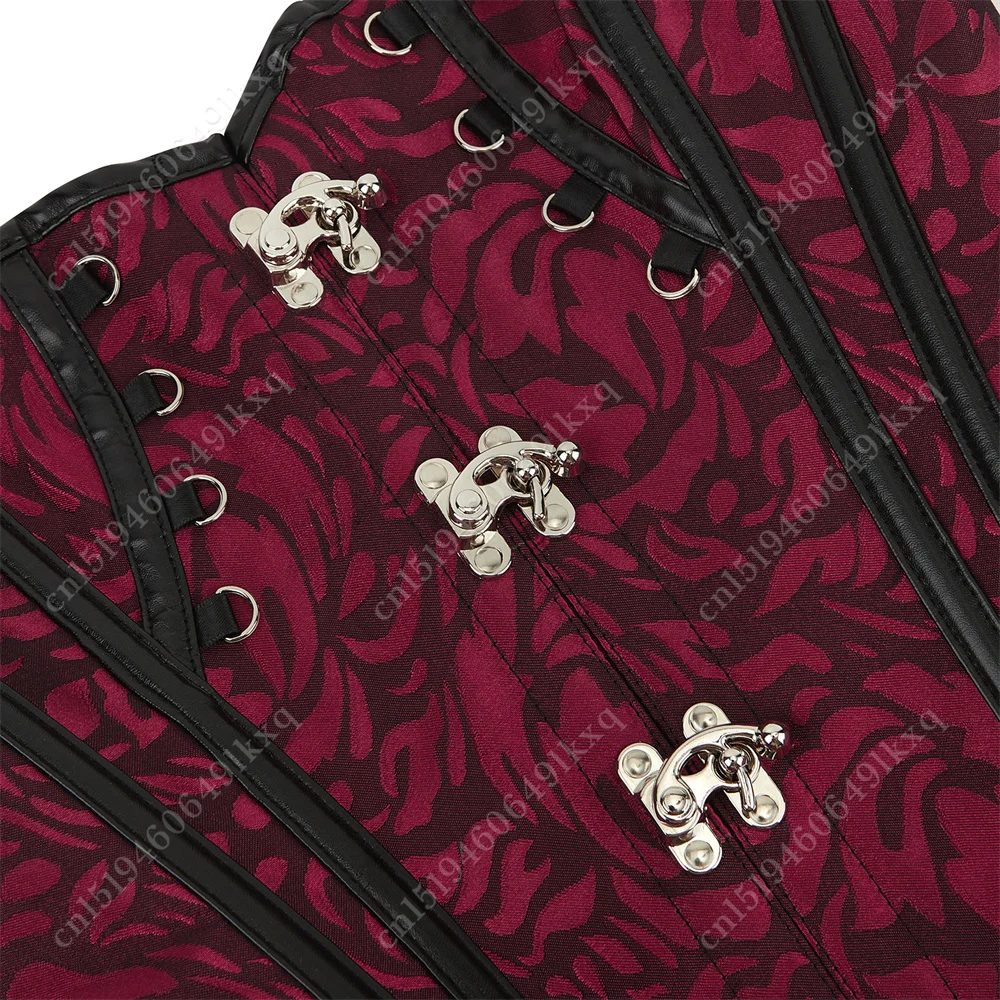Corset Bustier Top Red Gothic Lace Up Corset Top Black Overbust Floral Lingerie Bustier for Women Plus Size Bodice
