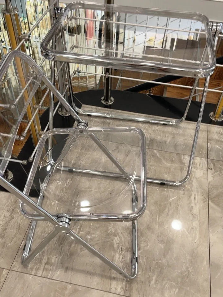 Description Picture 6 of itemFolding Table Transparent Table and Chair Combination Coffee Minimalist Office Study Makeup Table Mesa De Cozinha Furniture