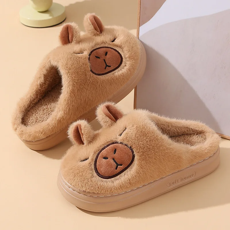 Neue ultraweiche, flauschige Capybara-Hausschuhe für Männer und Frauen, hässlich-süße Korallenvlies-Schuhe, weibliche Hausschuhe mit Eva-Sohle für gemütliche Alltagskleidung – Detail 8