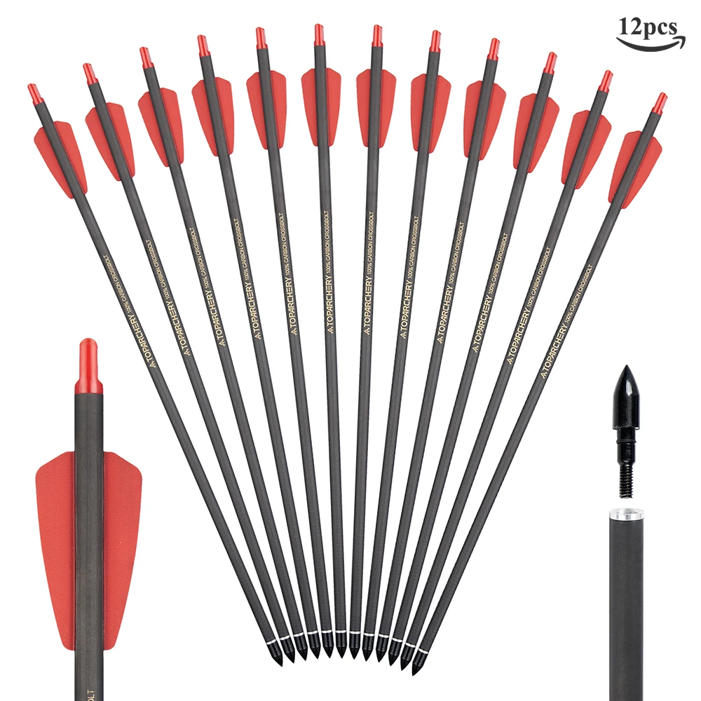 Premium Crossbow Bolts with Replaceable Arrow Tips - Pack of 12/24, 15-Inch, Spine 350, Ideal for Archery and Outdoor Hunting