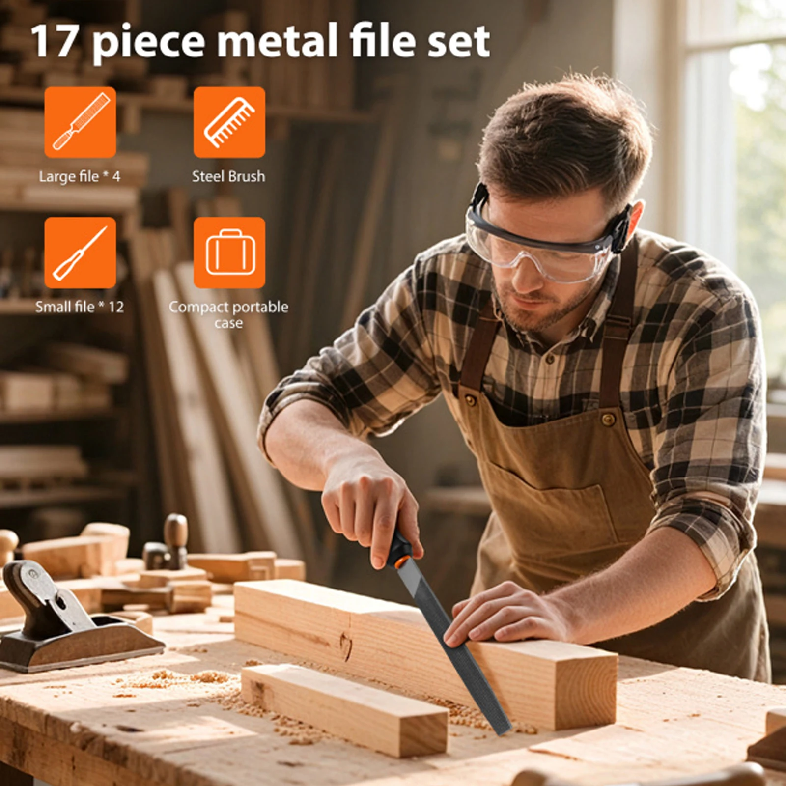 17-teiliges Professionelles Metallfeilen-Set | Enthält 4 große und 12 Nadelfeilen für Holz, Metall, Kunststoff | Präzisions-Handwerkzeuge für Modellbau – Detail 8