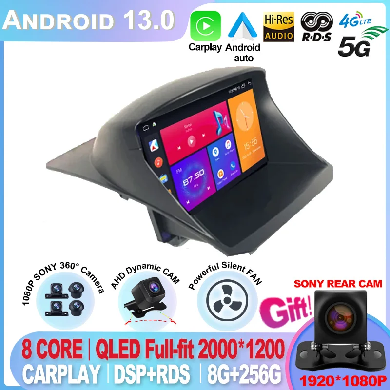 Android 13.0 Car Stereo Radio For Ford Fiesta 2006-2011 GPS Navi