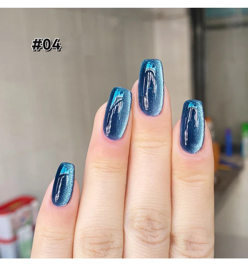 Vernis gel semi-permanent oeil de chat bleu jade pailleté_voghion.com