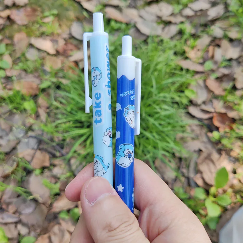 카와이 젤 펜, 재미있는 상어 스타일, 블랙 퀵 드라이 카본 펜, 사무실 미학 문구 용품, 6 개 팩