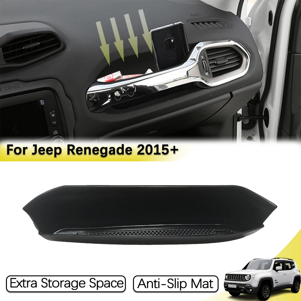 Car Copilot Grab Handle Storage Box Tray Organizer for Jeep Renegade 2015-2023 ABS Armrest Stowing Tidying Interior Accessories