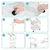 Plastic Rolling Utility Cart with Handle Storage Trolley for Office, Living Room, Kitchen, Movable Storage Organizer with Wheel 6