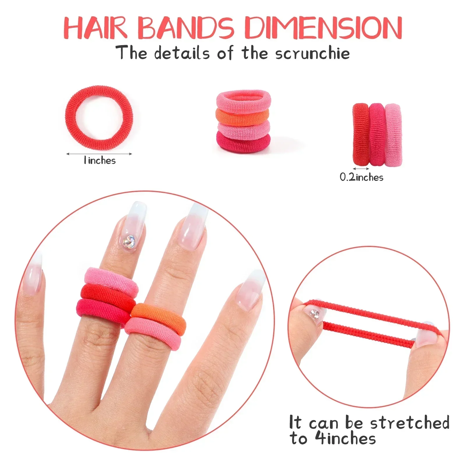 Nylon Elastic Hair Ties 100PCS Colorful Basic Nylon Ealstic Hair Ties for Girls Ponytail Hold Scrunchie Rubber Band Kid Fashion Hair Accessories
