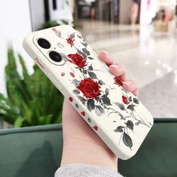 Elegant Graceful Rose Silicone Phone Case Cover - iPhone 14 Pro (White)