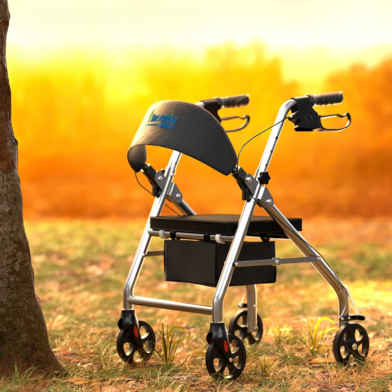Two-hand Brake Design Walkers for Elderly Walking Assistance Rehabilitation Walking Aids,Can Push or Sit Hand Push Mobility Aids