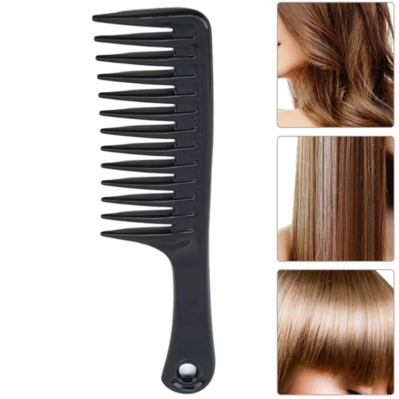 Hair-Rectangular-Plastic-Wide-Tooth-Comb-Handle-Massage-Comb-Thick-Long ...