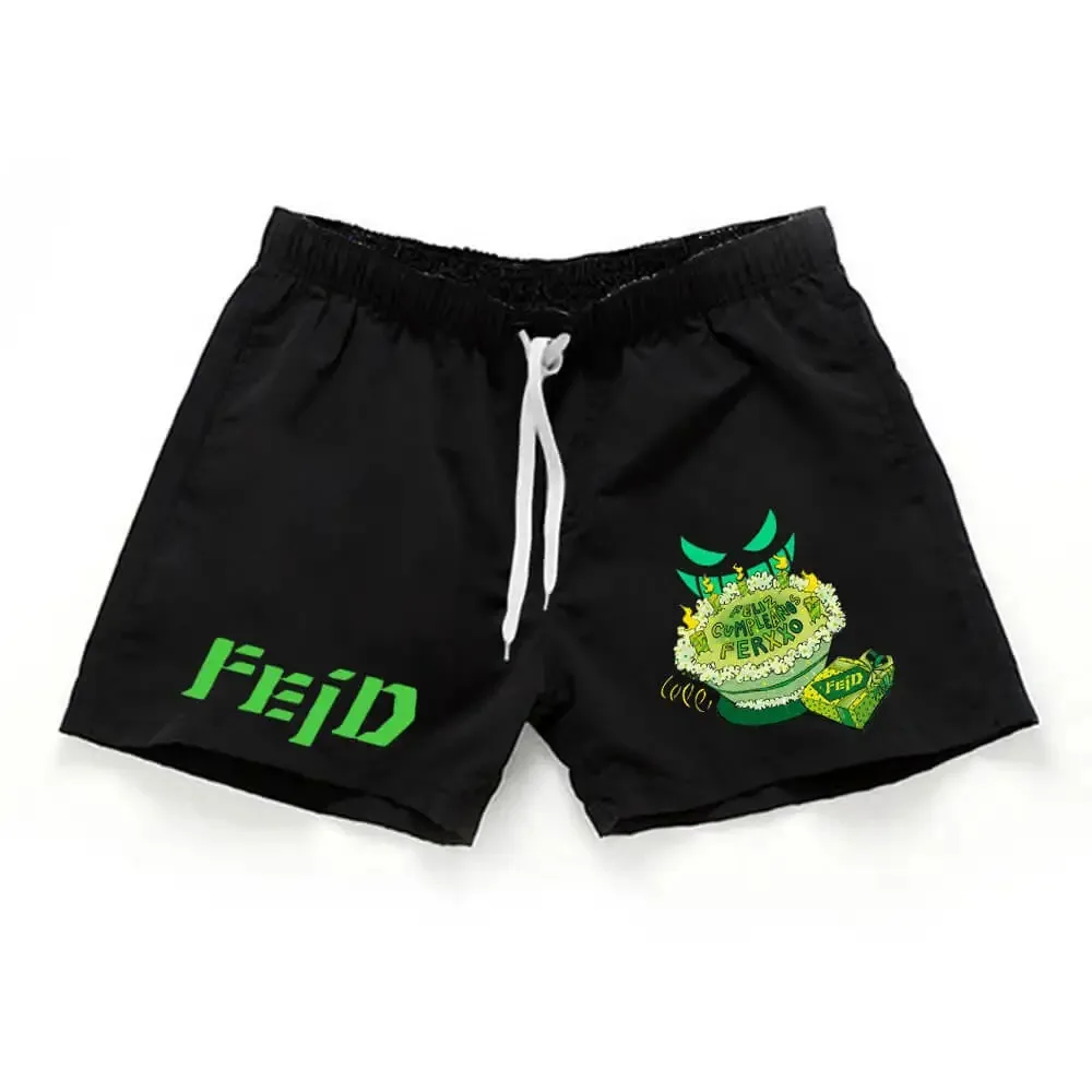 Rapper Ferxxo Shorts for Men Oversize Casual Running Short Pants Feid Merch Three Cents Trousers Quick Dry Beach Board Shorts 5