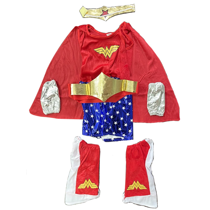 Deluxe Child Wonder Tutu Dress Outfit Toddler Girls' SHIRT Superhero Fancy Dress with Cloak Halloween Costumes for Kids sexy police woman costume