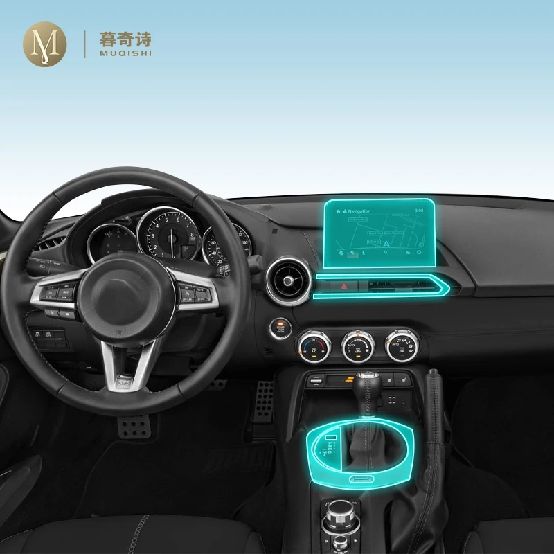 

For Mazda MX5 2022-2024 Car Interior center console Anti-scratch TPU transparent protective film Shift position Piano board film