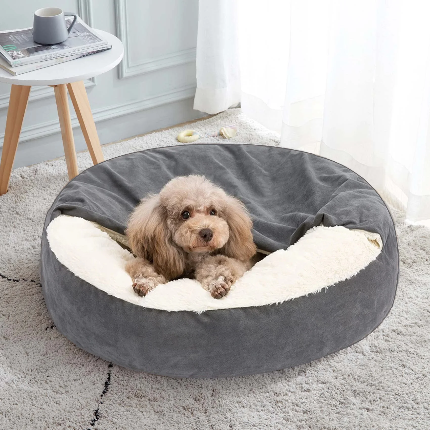 

Semi Enclosed Dog Bed Plush Warm Hooded Blanket Cat Nest Anti-stress Medium Big Dog Bed Cushion for Small Dogs Cozy Dog Beds