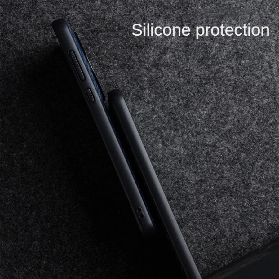 Melkco Carbon Fiber Texture Genuine Leather Case For Huawei Mate 60 Pro Mate60Pro Plus Anti-slip Silicone Frame Protective Cover