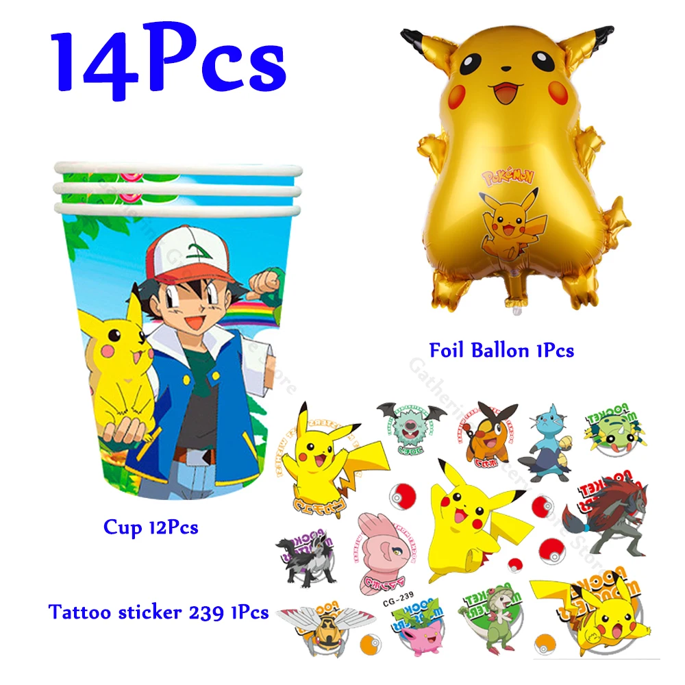 

Pokemon Pikachu Cartoon Baby Shower Party Supplies Tableware Sets Festivel Christmas DIY Toy Gifts Anniversary Party Decoration