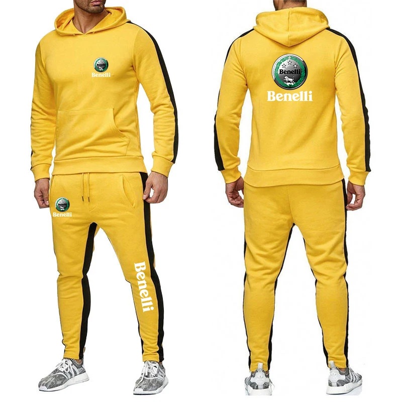 Benelli TRK 502X Printing Fashion 2023 New Man's Spring Autumn Solid Cotton Pullover Leisure Tracksuit Sweatpants 2-Piece Set
