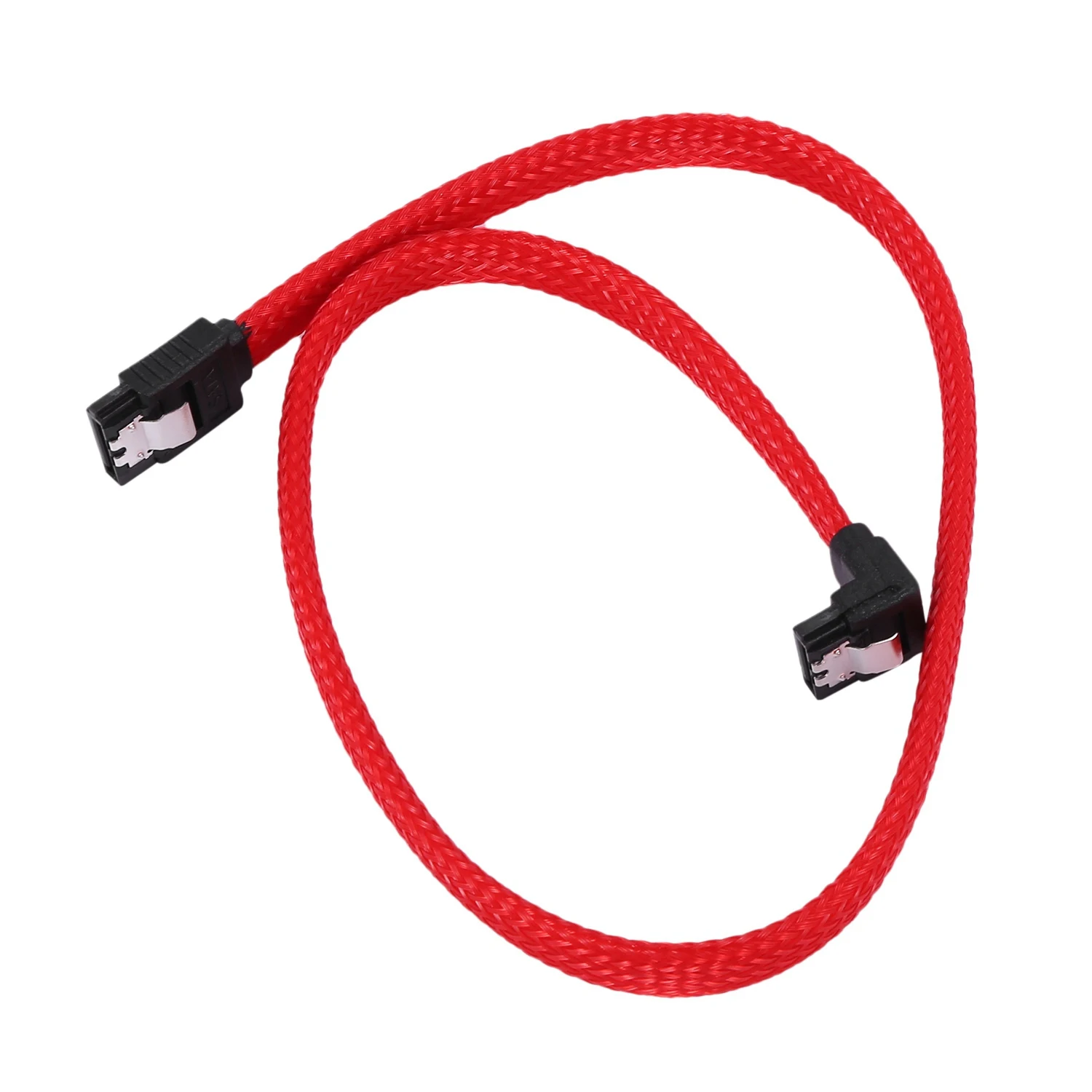 

50CM SATA 3.0 III SATA3 7pin Data Cable Right Angle 6Gb/s SSD Cables HDD Hard Disk Data Cord with Nylon Sleeved(Red)