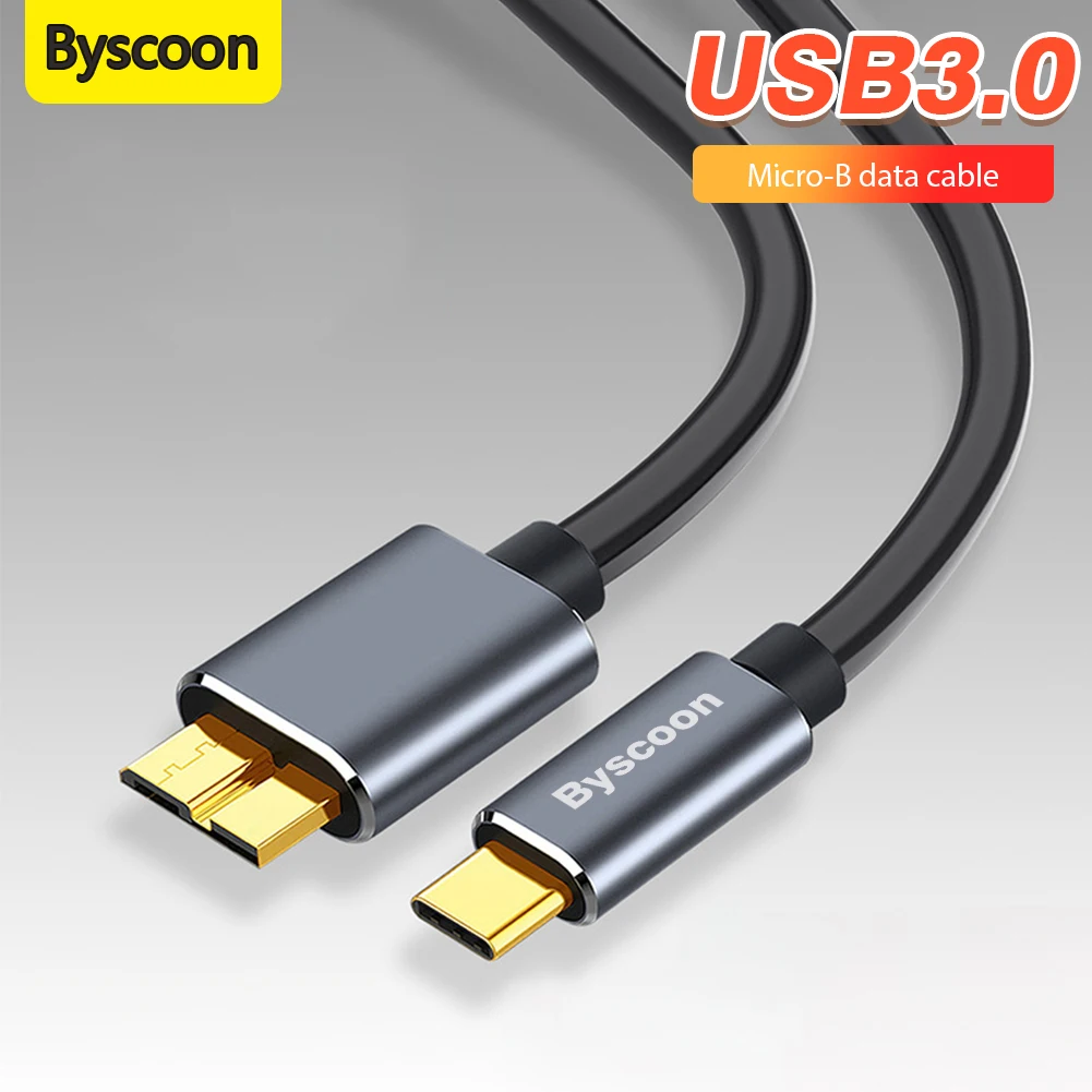 Кабель USB 3.1 Type-C от Byscoon Micro B к разъему Micro C для жестких дисков Быстрый внешний твердотельный накопитель 5 Гбит/с