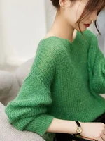 Elegant See-through Women Sweater Pullover Loose Jumper Autumn Winter Soft Warm Women Knitwear Sweater Basic Solid Cashmere Tops - Image 3