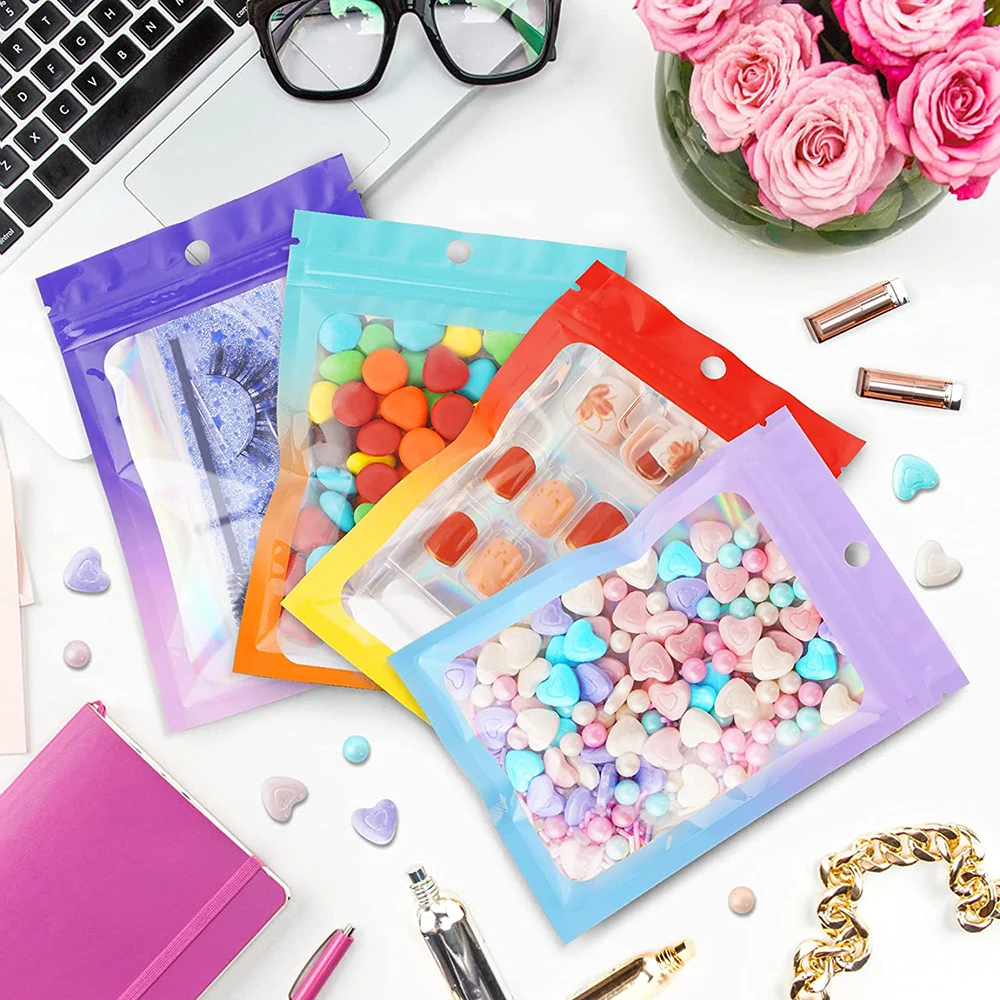 Bolsas de aluminio holográficas de Color degradado, bolsas con