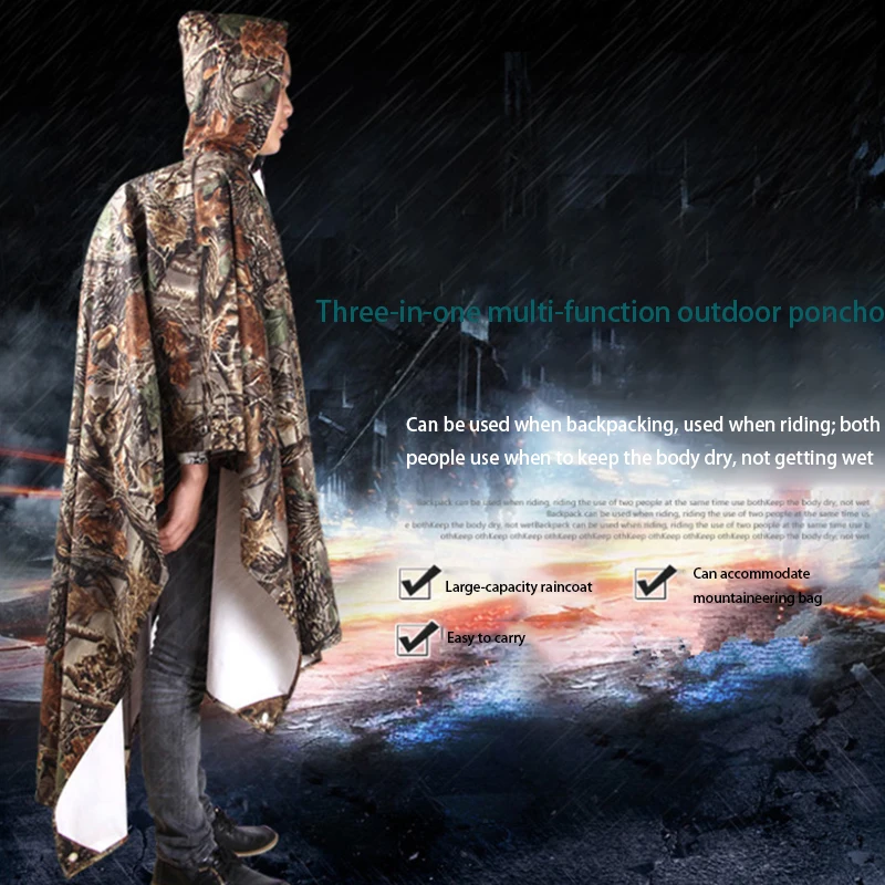 3 In 1 Outdoor Military Waterproof Raincoat Rain Coat Men Raincoat Women Awning From The Rain Motorcycle Poncho Picnic Mat