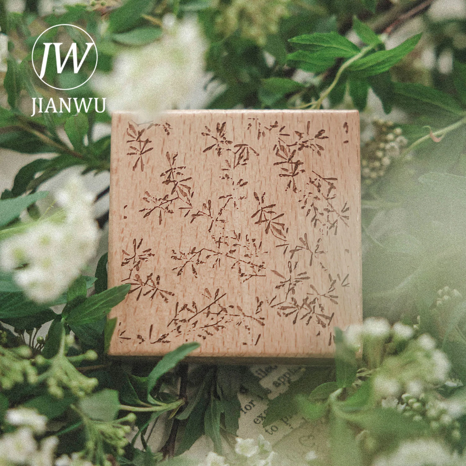 JIANWU 침묵의 시 시리즈 빈티지 꽃 질감 풍경 소재 콜라주 나무 스탬프 창의적인 DIY 저널 문구