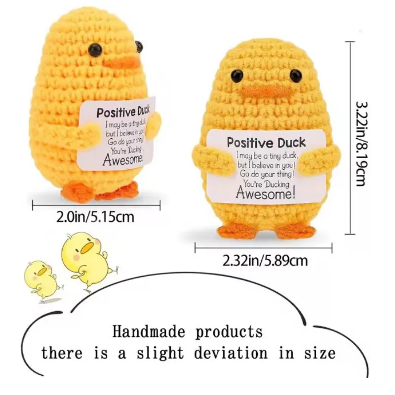 Adorable Canard Positif en Crochet Fait Main | Cadeau Motivationnel