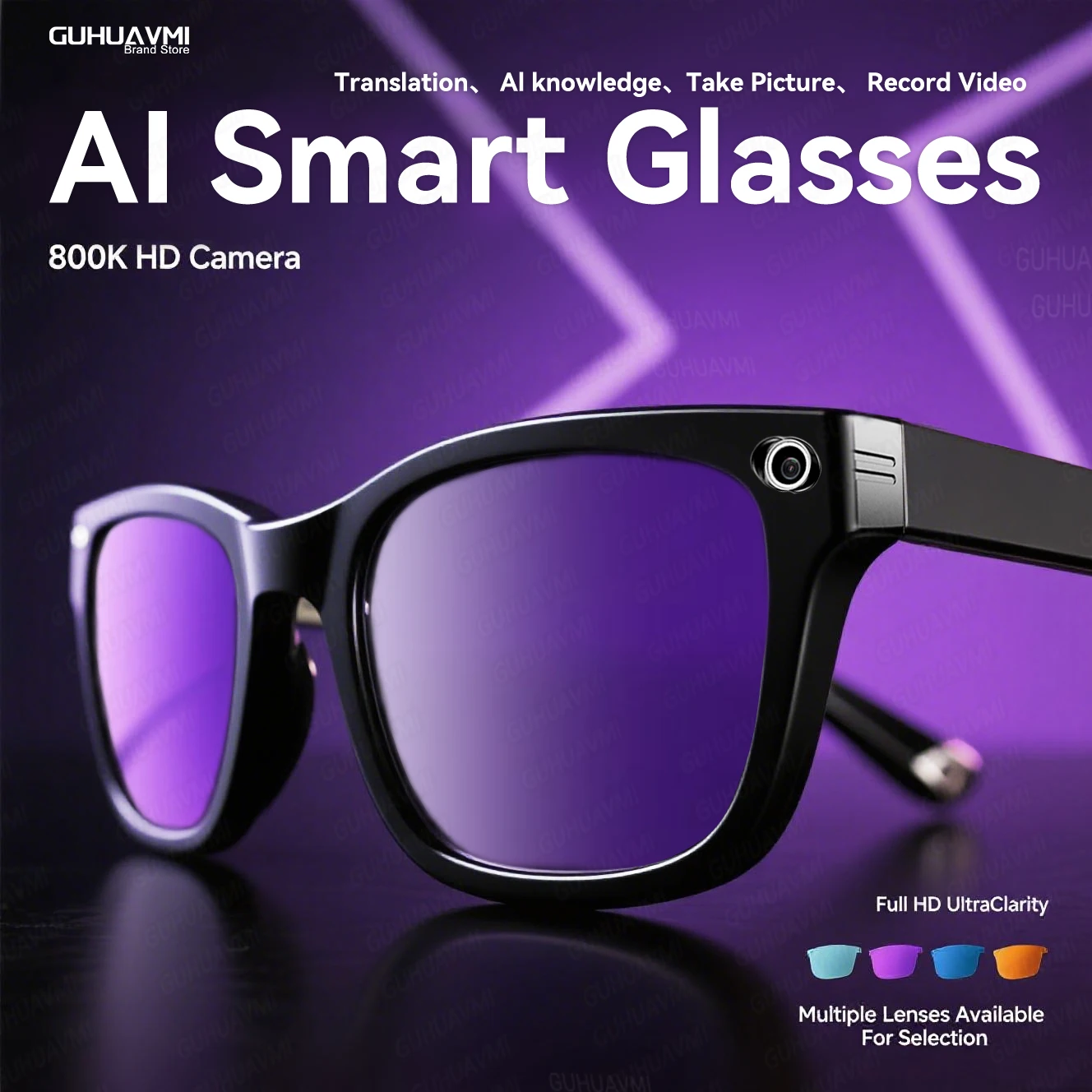 2025 Brand New 8MP Camera Glasses Color-Changing AI