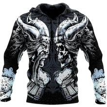 Nova moda esportiva impressão 3d streetwear pulôver hoodie homem/mulher viking deus viking guerreiro tatuagem harajuku moletom
