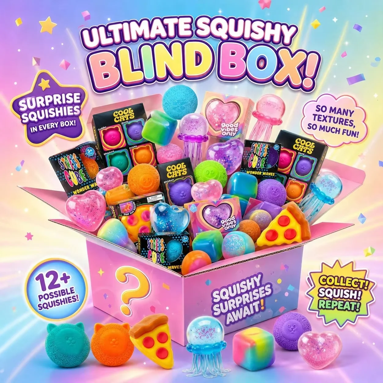 100+ Pieces Assorted Squishy Figures Blind Box Surprise Toys, Slow Rising Soft Fidget Toys Featuring Giant Gorilla, Moai_voghion.com