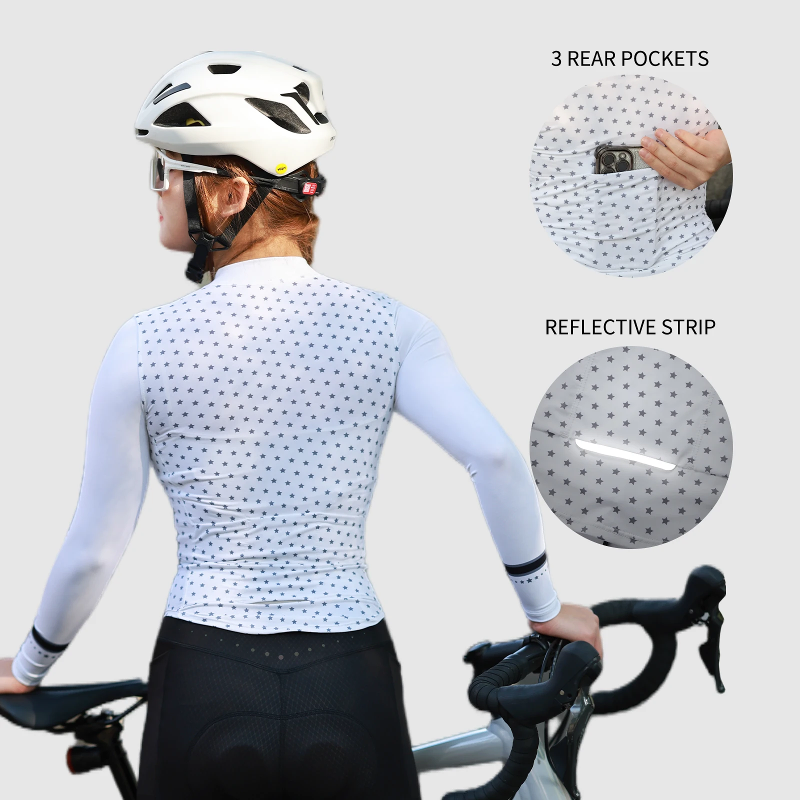 Women MTB Cycling Jersey Breathable Shirt UPF50+ Cycle Jersey with YKK 2-way Zipper Wosawe Bike Tops