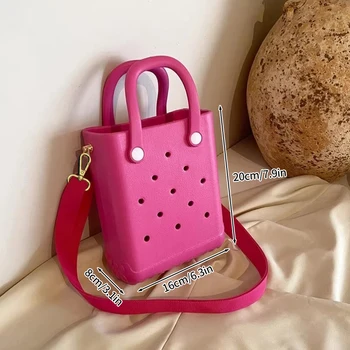 Waterproof Beach Tote Bag EVA Beach Bag Travel Handbag Storage Bag Simple Solid Color Hand Bag Children Outdoor DIY Hole Bags 1