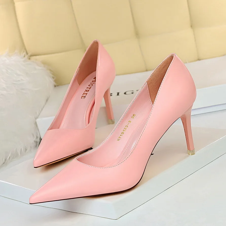 2023 Woman Fetish 7.5cm 10.5cm High Heels Lady Wedding Bridal Pumps Scarpins Yellow Low Heels Plus Size Colorful Quality Shoes