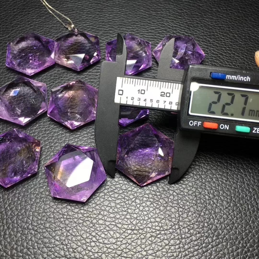 Pc Natural Amethyst Citrine Ametrine Hexagram Necklace Pendant