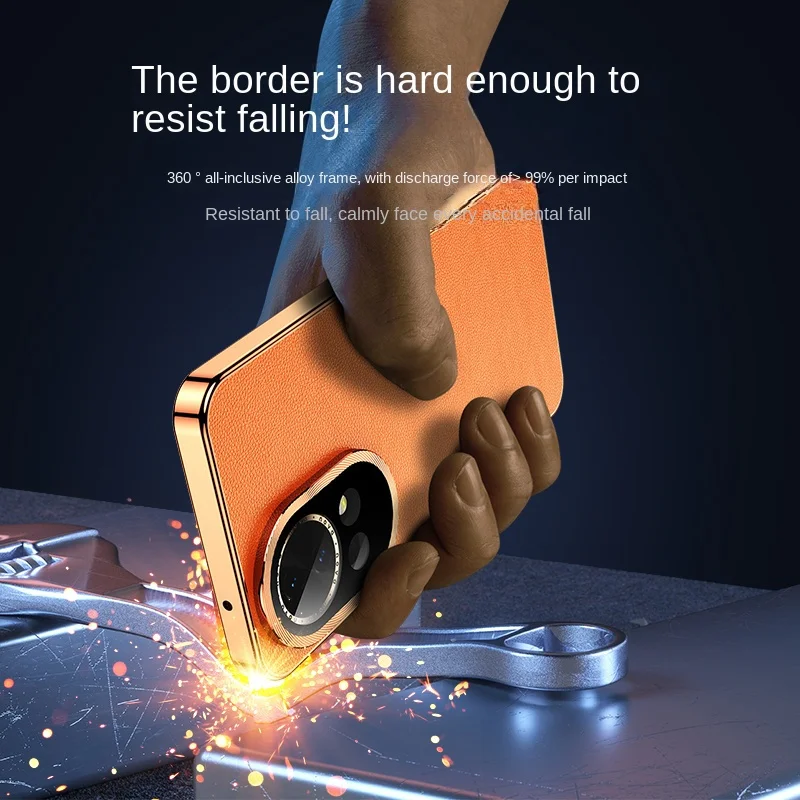 Double Sided Protection Case with Tempered Glass Front & PU Leather Back Cover